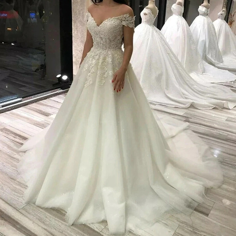 Off Shoulder Plus size wedding dress Sleeveless Lace Appliuqes Beading Tulle Exquisite mariage Bride Dress Wedding Gowns vestido de noiva