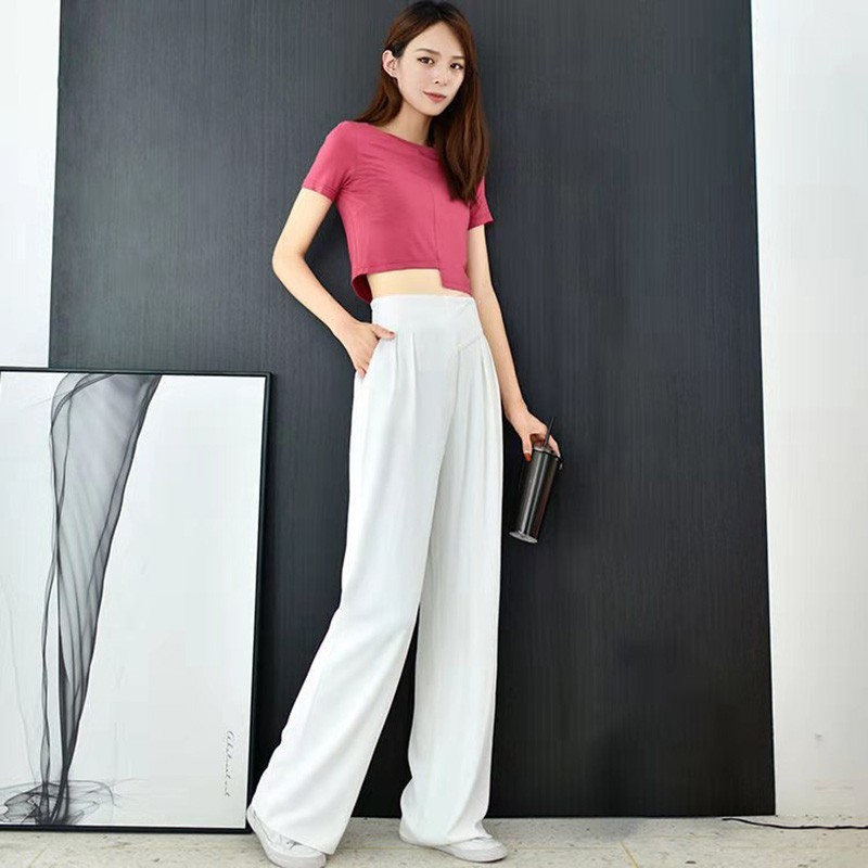 Arrival Summer Korean Style Women Loose Casual Elastic waist Wide Leg Pants All-matched High Waist Long W131 210512