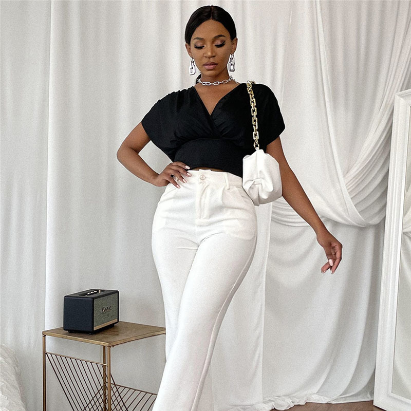 Lucyever Black Sexy Backless V-neck Blouse Women Elegant Ruffles Sleeveless T-shirts Ladies Summer Casual Tunic Woman Crop Tops 210521