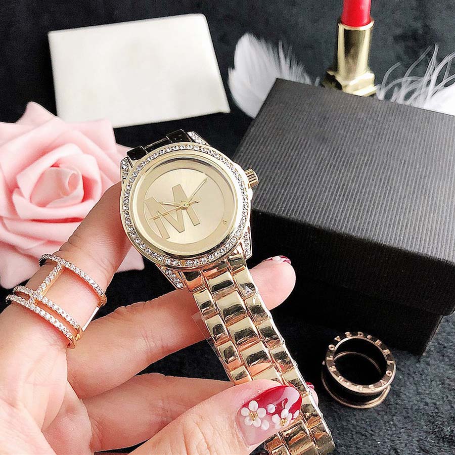 Brand Watch Women Girl Crystal Big Letters Style Metal Steel Band Quartz Wrist Watches M115, Slivery;brown
Brand Watch Women Girl Crystal Big Letters Style Metal Steel Band Quartz Wrist Watches M115, Slivery;brown