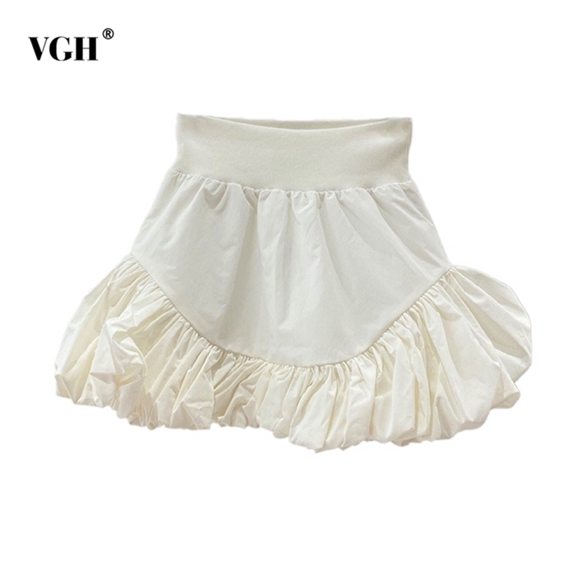 White Sweet Skirt For Women High Waist Korean Minimalist A Line Mini Bud Skirts Female Fashion Clothing Summer 210531