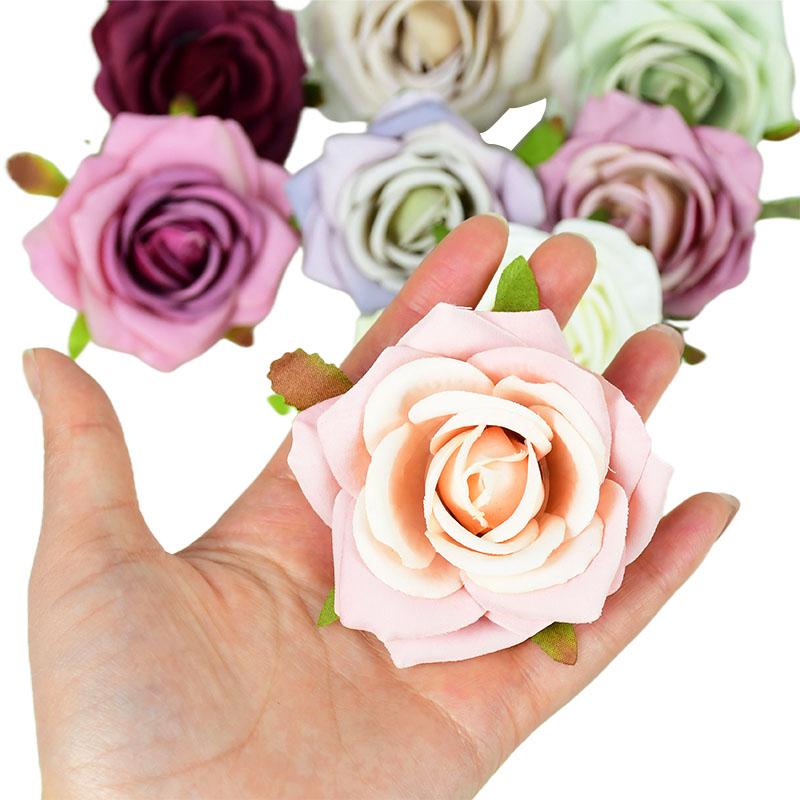 5/10pcs 7cm Artificial Rose Silk Flower Head High Quality Wedding Home Decoration DIY Wreath Scrapbook Fake Supplies Decorative Flowers & Wr