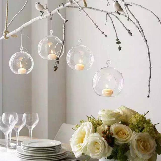 Candle Holders 12PCS Brand Hanging Tealight Holder Glass Globes Terrarium Wedding Candlestick Vase Home El Bar Decor