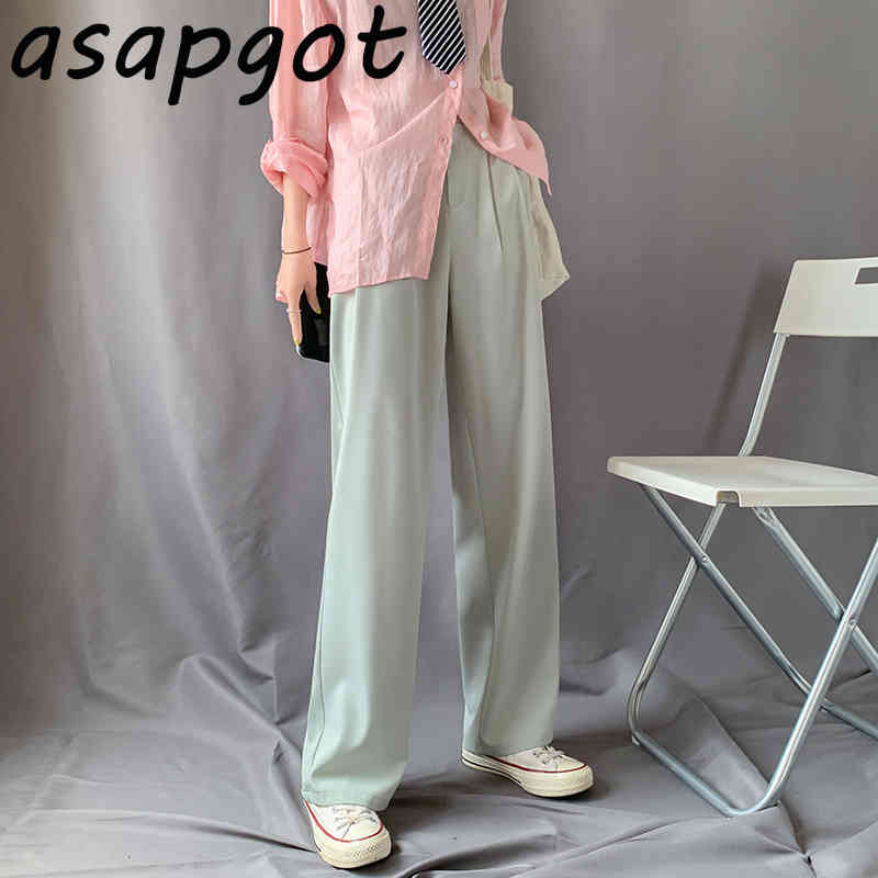 Pants & Capris 5color Loose Plus Size High Waist Black Suit Wide Leg Pant Women Straight Drop Pantalones Mujer Wild 210429