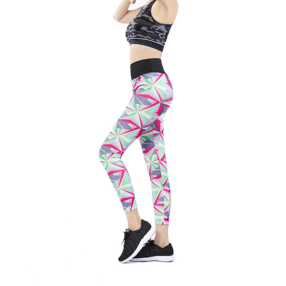 Women Quick Dry Purple Camouflage Printing Push Up Hip Leggings High Elasticity Fitness Waist Gym Workout 210604