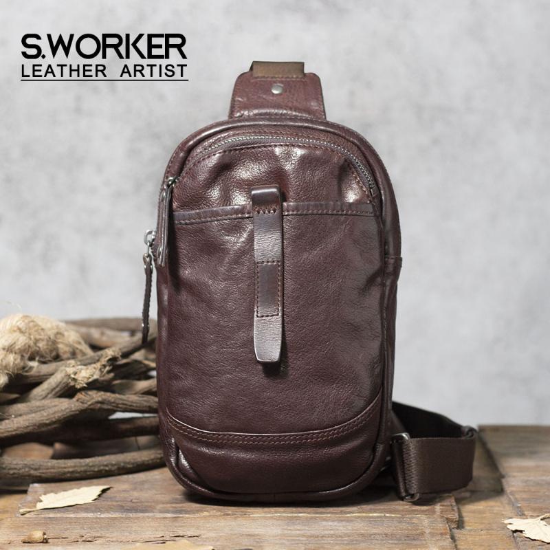 Waist Bags S.WORKER Vintage 100% Genuine Leather Men's Casual Shoulder Bag Cowhide Chest Vegetable Tanned 2021 Fashion
Waist Bags S.WORKER Vintage 100% Genuine Leather Men's Casual Shoulder Bag Cowhide Chest Vegetable Tanned 2021 Fashion