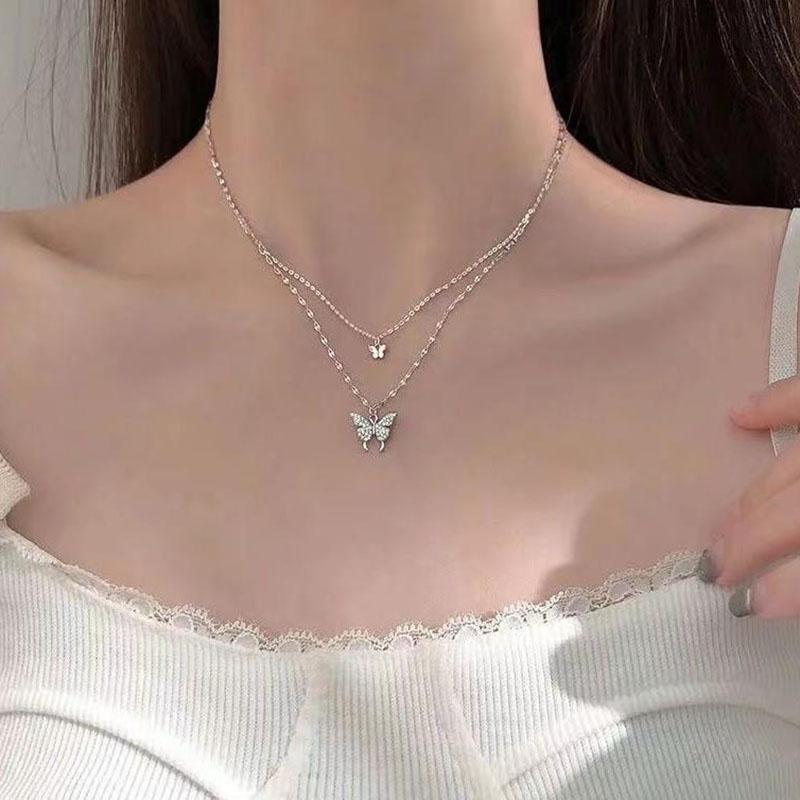 Pendant Necklaces Kpop Silver Color Flash Crystal Butterfly Double Necklace For Women Simple Design Elegant Wedding Jewelry Gifts
Pendant Necklaces Kpop Silver Color Flash Crystal Butterfly Double Necklace For Women Simple Design Elegant Wedding Jewelry Gifts