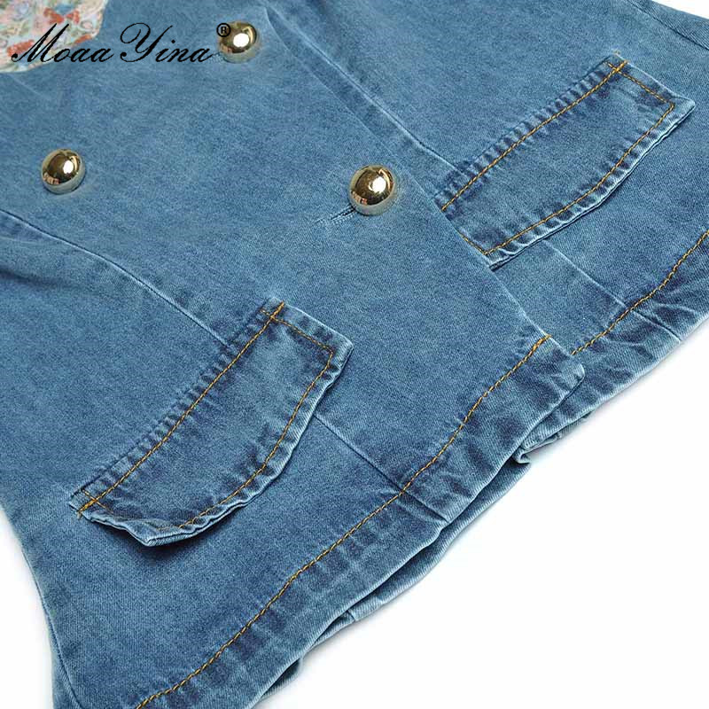 Fashion Set Spring Women's Lantern Sleeve Bow collar Floral-Print Tops+Trousers Cowboy Two Pieces 210524