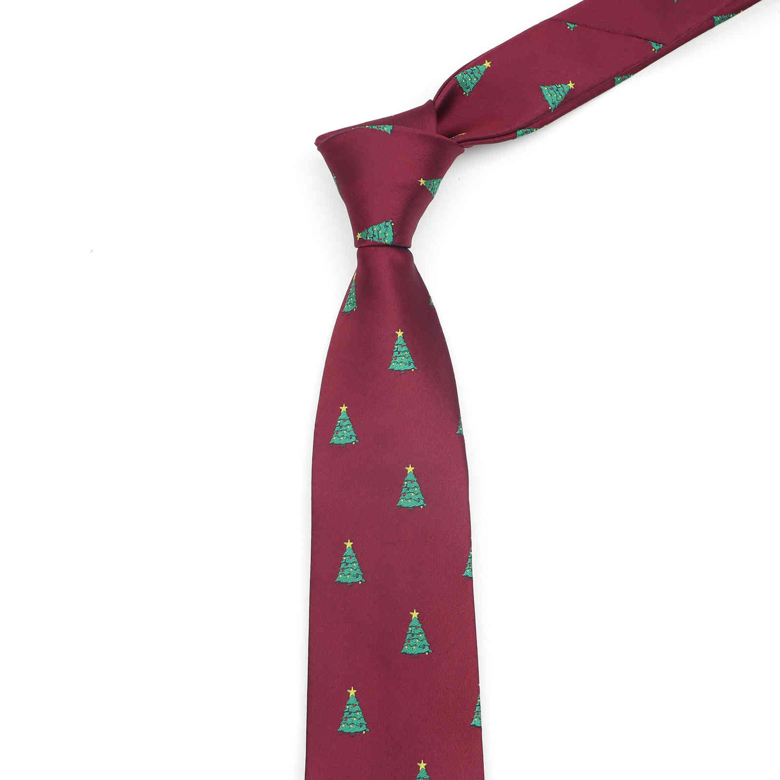 Red Blue Printed Christmas Tie 7cm Novelty Xmas Tree Elk Pattern Ties Santa Claus Snowflake Slim Necktie for Festival Theme Gift