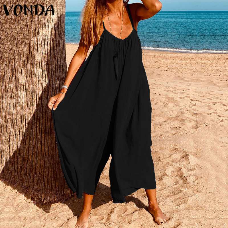 2021 Rompers Women Jumpsuits Summer Sleeveless Playsuits Sexy Wide Leg Pants VONDA Female Casual Loose V Neck Overalls Plus Size, Black
2021 Rompers Women Jumpsuits Summer Sleeveless Playsuits Sexy Wide Leg Pants VONDA Female Casual Loose V Neck Overalls Plus Size, Black