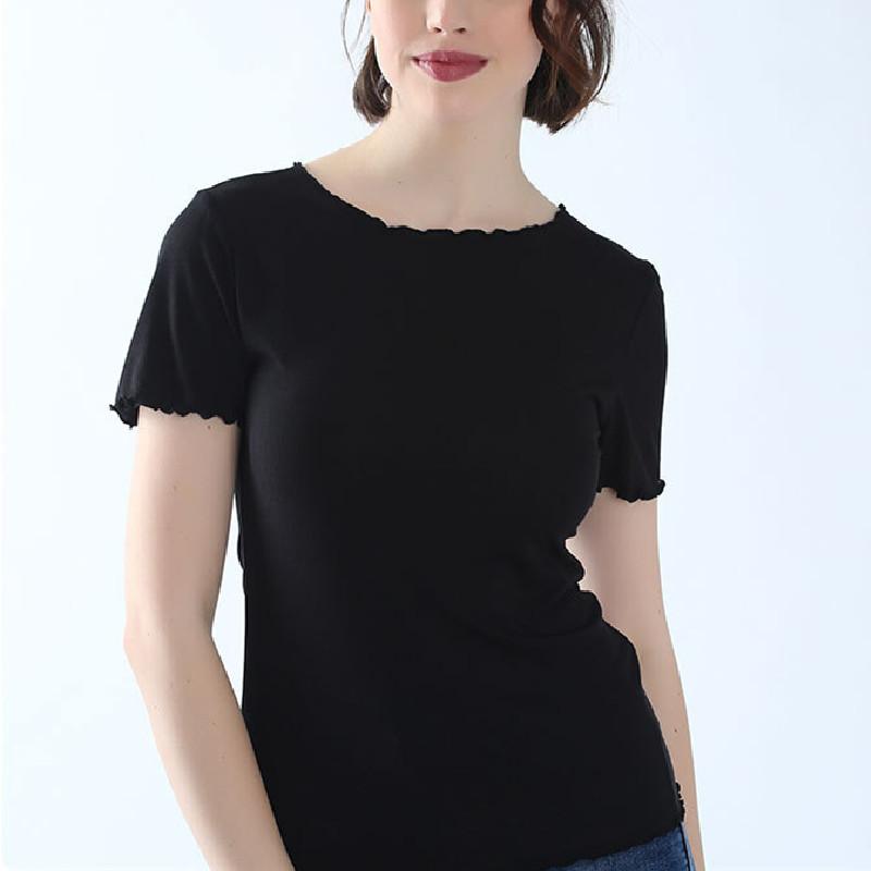 Ladies' Tops Thin Breathable Plus Size Cotton Ribbed Short-sleeved Women's T-shirt 24, Black
Ladies' Tops Thin Breathable Plus Size Cotton Ribbed Short-sleeved Women's T-shirt 24, Black