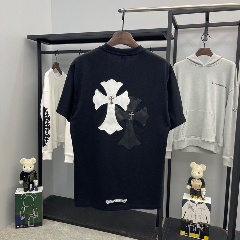 Men and women summer tees chrome round neck cotton embroidered cross and leather short-sleeved T-shirt casual top heart, White;black
Men and women summer tees chrome round neck cotton embroidered cross and leather short-sleeved T-shirt casual top heart, White;black