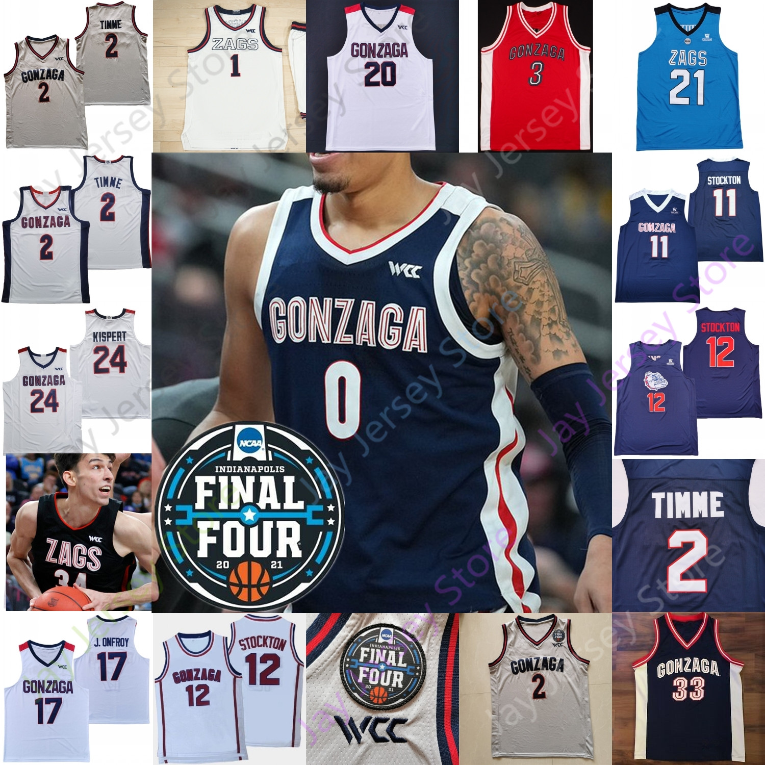 2021 Final Four 4 Gonzaga Bulldogs Basketball Jersey NCAA College Stockton Drew Timme Watson Nembhard Kaden Perry Chet Holmgren Hunter Sallis Nolan Hickman, Navy i
2021 Final Four 4 Gonzaga Bulldogs Basketball Jersey NCAA College Stockton Drew Timme Watson Nembhard Kaden Perry Chet Holmgren Hunter Sallis Nolan Hickman, Navy i