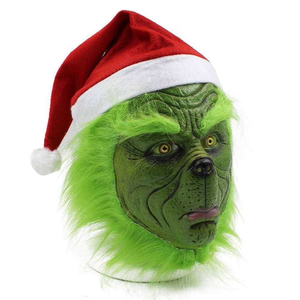 Santa Grinch Cosplay Mask Christmas Latex Masks Gloves Prop Halloween X08032132822242J