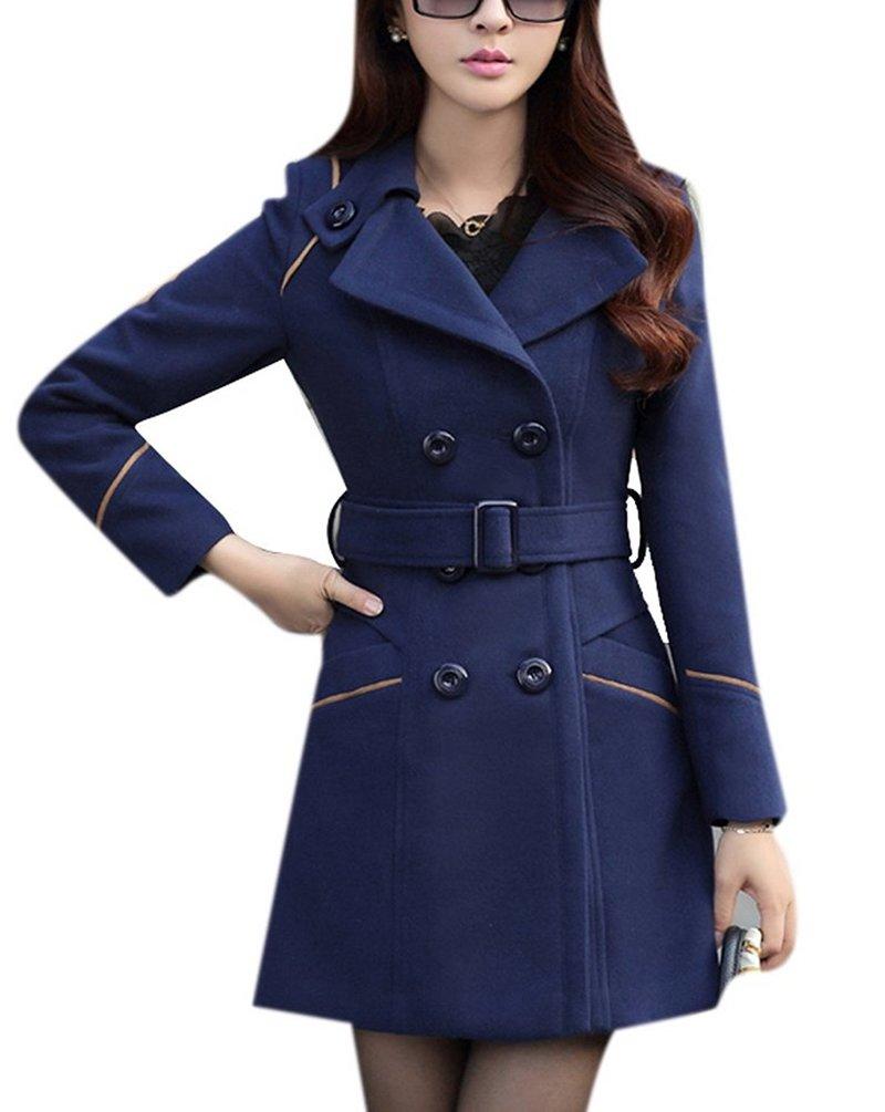 

Women' Wool & Blends ZOGAA Autumn Winter Womens Long Trench Coat Elegant Solid Slim Fit Overcoat Jacket Female Outwear Fleece, Khaki