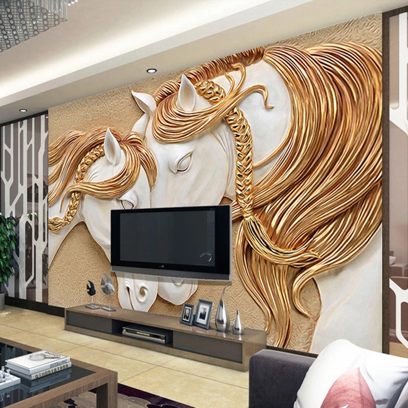 Modern Bohemia 3D stereo Relief horse Photo Mural Hotel Restaurant Cafe Living Room Abstract Art Wallpaper Decor