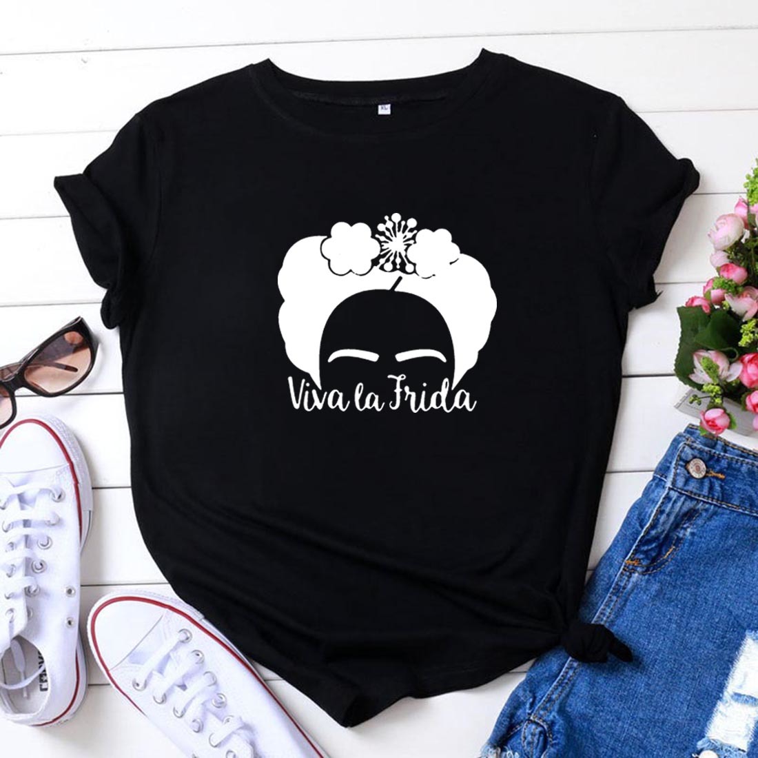 Viva La Vida Funny T Shirt Women Cotton Short Sleeve O-neck Tee Shirt Femme Casual Tshirt Women Tops Loose Camiseta Mujer 210406