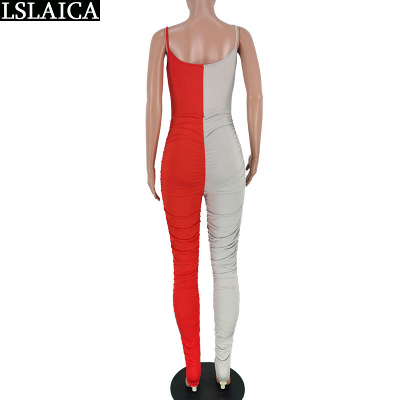 Women jumpsuit two color patchwork slim spaghetti strapless rompers womens backless sexy bodysuit female casual wild 210520