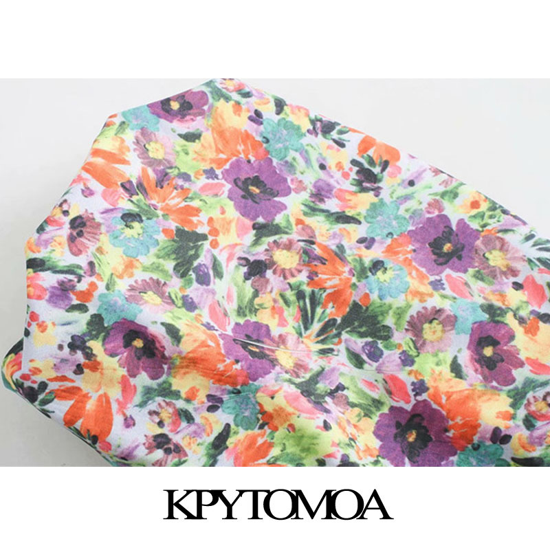 Women Chic Fashion Floral Printed Ruffled Mini Dress Puff Sleeve Elastic Smocked Female Dresses Vestidos 210420