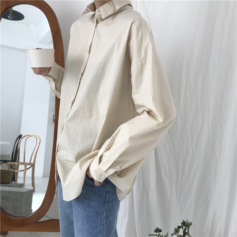 Autumn Solid Blouse Loose Women Office Lady Blouses Casual All-Match Tops Shirts Blusas Camisas Mujer 10237 210506