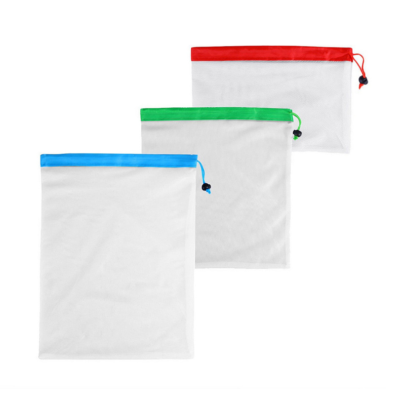 1Pcs Fruit Vegetable Bags Reusable Washable Net Bag Multi-Function Kitchen Supplies Toys Sundries Storage White S/M/L