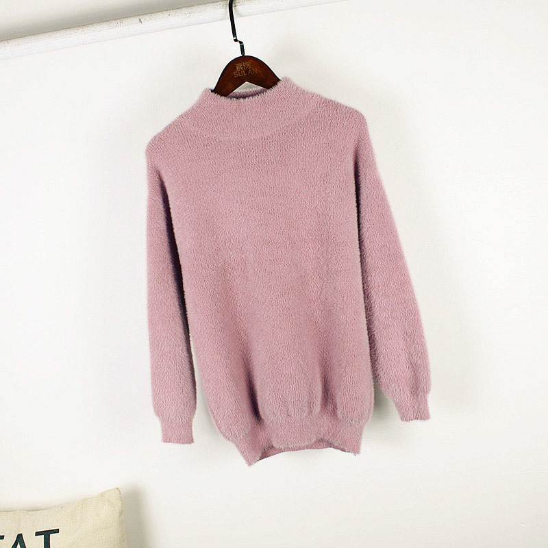 Women Velvet Sweeater Winter Turtleneck Loose Pullover Warm Thick Elegant Plush Sweater Flannel Jumpers Fashion 210428