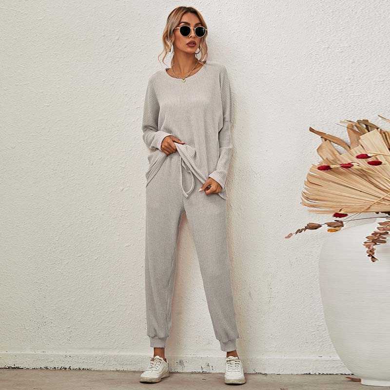 Autumn Winter Loose 2 Piece Set Women Knitted Suit woman Tracksuit Pants Sets sweat suits Outfis Ladies Casual Lounge Wear Y0625