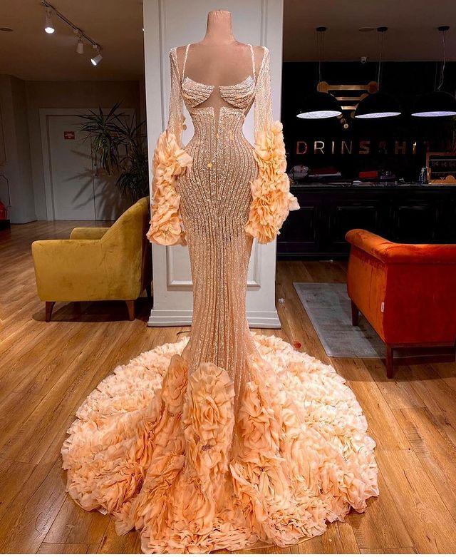 2021 Arabic Mermaid Prom Dresses Luxury Beading Sequined Ruffles Long Sleeve Women Plus Size Formal Evening Gowns, Light purple
2021 Arabic Mermaid Prom Dresses Luxury Beading Sequined Ruffles Long Sleeve Women Plus Size Formal Evening Gowns, Light purple