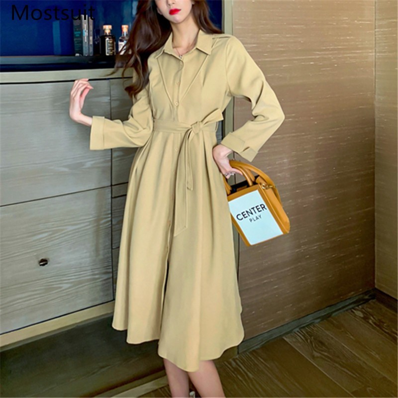 Spring Elegant Long Shirt Dress With Belt Single-breasted Full Sleeve Turn-down Collar Fashion Female Vestidos Dresses 210518, Khaki
Spring Elegant Long Shirt Dress With Belt Single-breasted Full Sleeve Turn-down Collar Fashion Female Vestidos Dresses 210518, Khaki