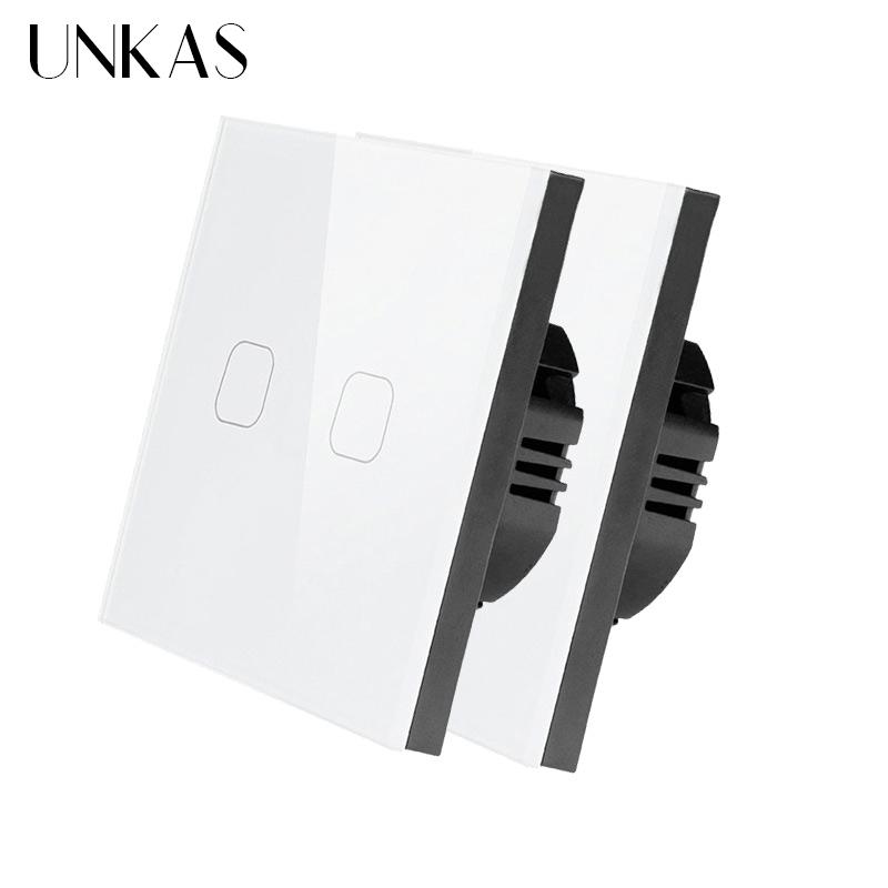 AC220V, 1/2/3 Gang 1way Light Wall écran tactile interrupteur de panneau de verre de verre standard, 2 pcs Smart Home Control