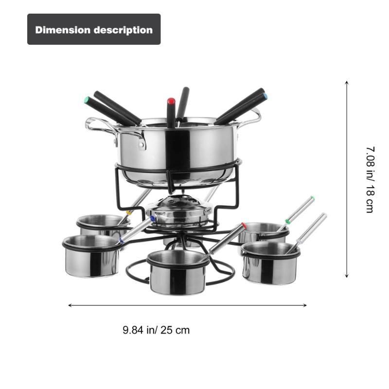Set Fondue Tool Cooking Stove Safe Alcohol Portable Cookware Pans