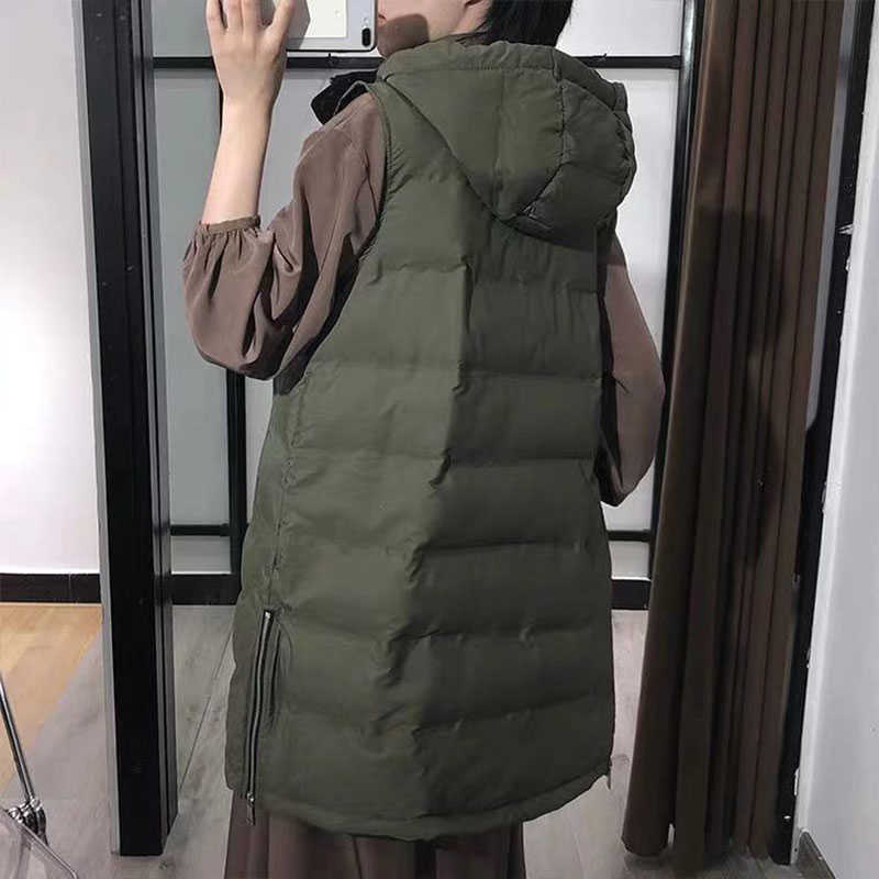 Vest Women Spring Autumn fashion hooded chic warm jacket vest youth elegant street jackets 06 210628