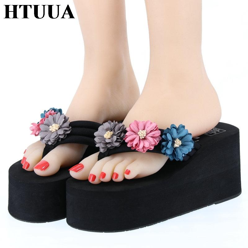 Slippers HTUUA Handmade Flowers Women 8CM High Platform Slides Wedge Sandals Boho Beach Flip Flops Summer Shoes SX2133, Black
Slippers HTUUA Handmade Flowers Women 8CM High Platform Slides Wedge Sandals Boho Beach Flip Flops Summer Shoes SX2133, Black