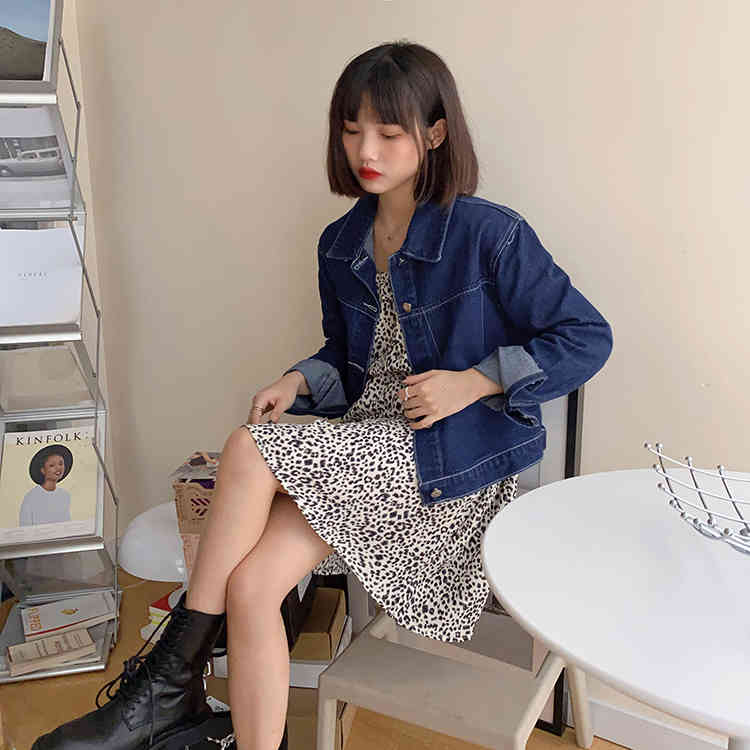 Women's classic blue Jean Coats autumn Women loose short Denim Jacket Long Sleeve Female Girls Outwear coats (F8058) 210423