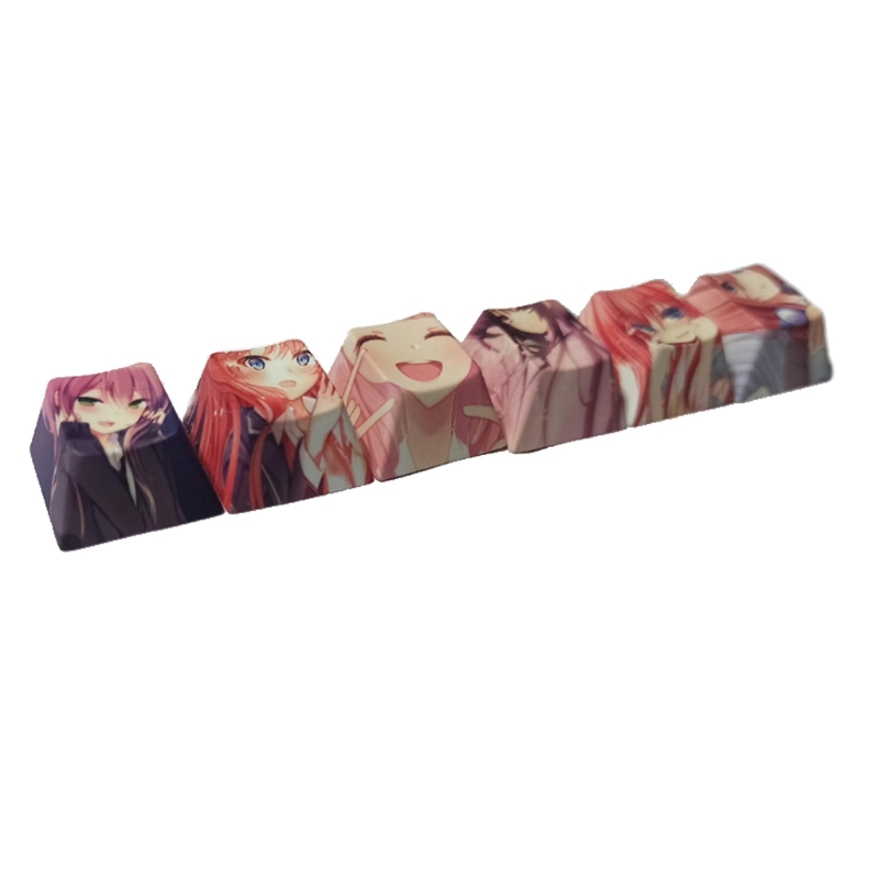 6Pcs Cartoon Anime Girl PBT Dye Sublimation Keycap Mechanics Keyboard Keycap OEM