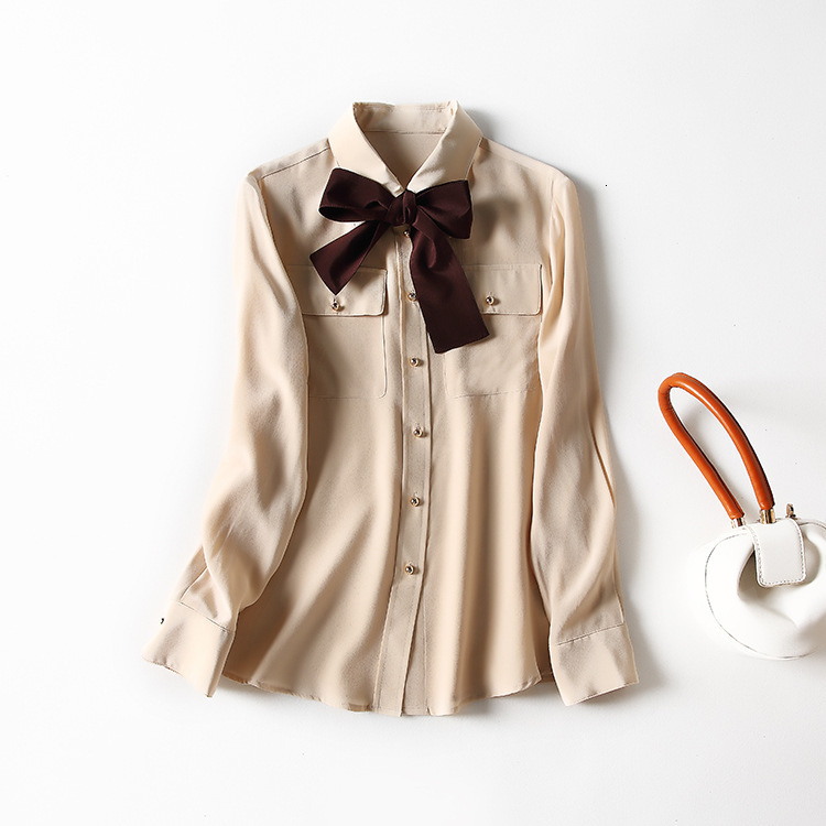 Women' Blouses & Shirts European and American women' clothing spring Long sleeve lapel bow pocket fashion Silk shirt JB6M, Khaki
Women' Blouses & Shirts European and American women' clothing spring Long sleeve lapel bow pocket fashion Silk shirt JB6M, Khaki