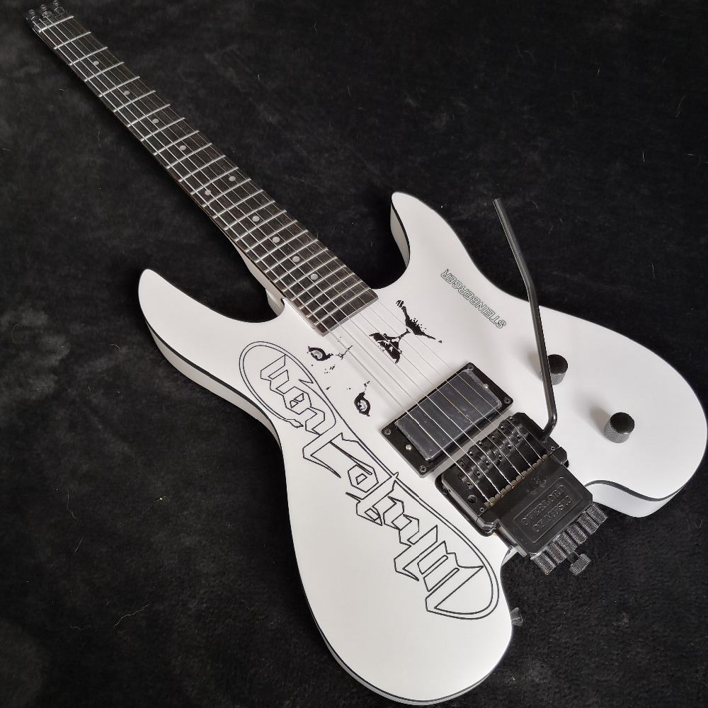 Hand Work Paint Lion White Headless Electric Guitar China EMG Pickup, Tremolo Bridge & Whammy Bar, Black Hardware
Hand Work Paint Lion White Headless Electric Guitar China EMG Pickup, Tremolo Bridge & Whammy Bar, Black Hardware