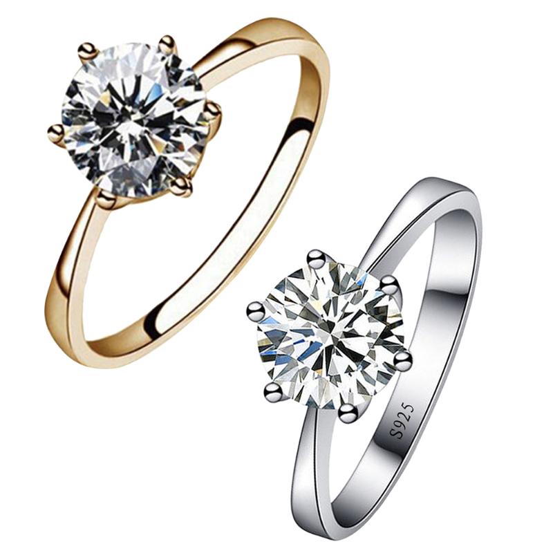 Wedding Rings Six-claw Couple Zircon Ring Female Explosion Models Rhodium-Plated Jewelry For Women, Slivery;golden
Wedding Rings Six-claw Couple Zircon Ring Female Explosion Models Rhodium-Plated Jewelry For Women, Slivery;golden