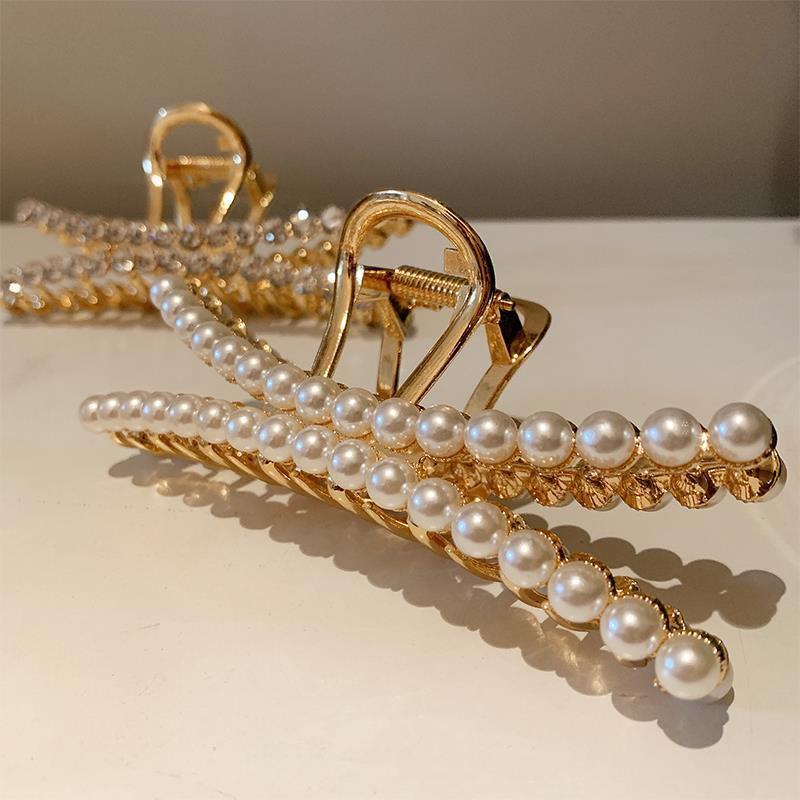Hair Clips & Barrettes Long Claw Clip Glittery Metal Updo Jaw With Rhinestone Bead Elegant Shower Clamps For Girls Women 12cm LB, Golden;silver
Hair Clips & Barrettes Long Claw Clip Glittery Metal Updo Jaw With Rhinestone Bead Elegant Shower Clamps For Girls Women 12cm LB, Golden;silver