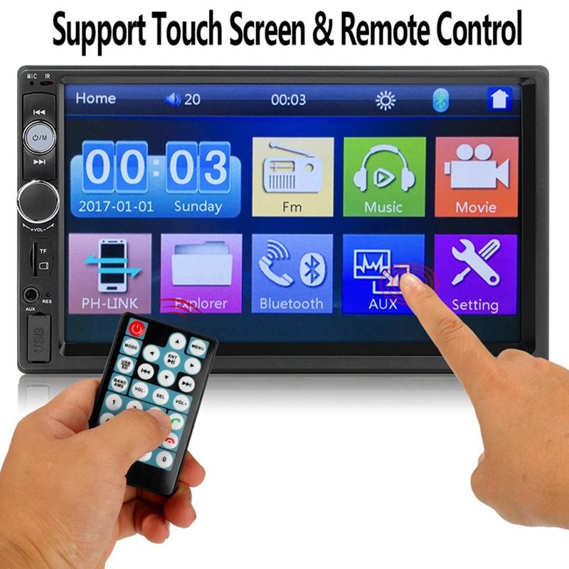 & MP4 Players 7010B 2 Din Car Radio 7Inch Player Mp5 Contact Screen Bluetooth Multimedia Mirror Android Backup Camera Monitor(4Led)
