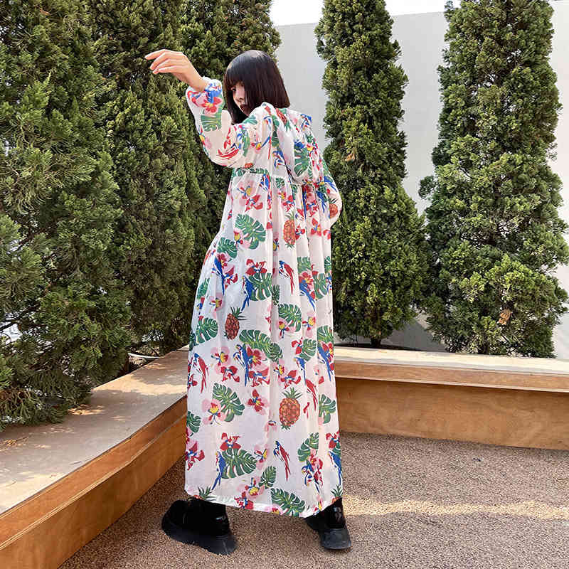 Spring Summer Chic Hit Color Print Woman Coat Hooded Long Sleeve Sun Protection Jackets Fashion All-match Clothing 210519