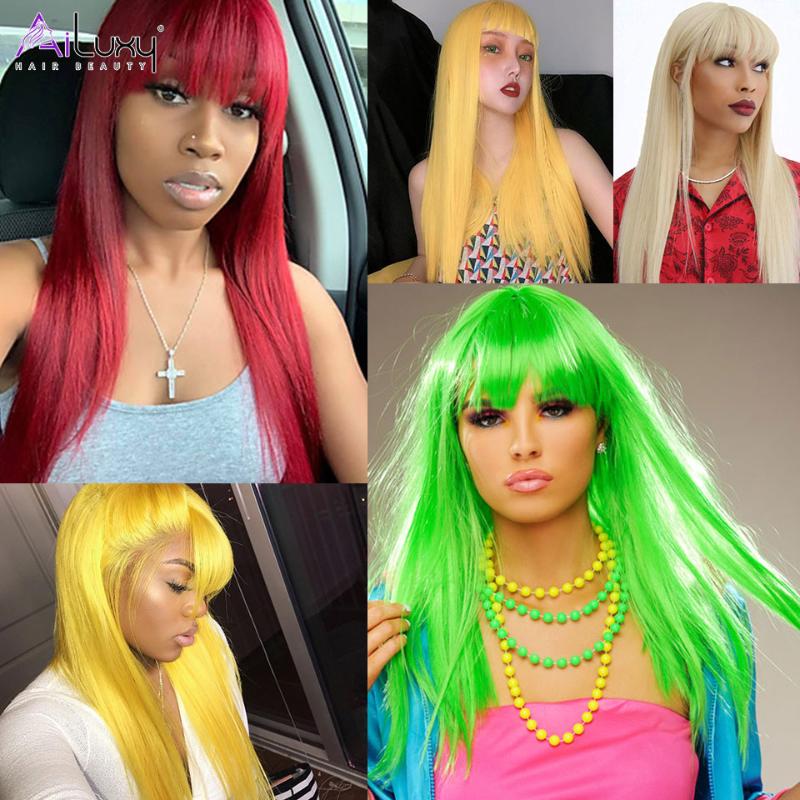 Synthetic Wigs AILUXY Straight Wig With Bangs Long Hair 613 28 Inch For Women Heat Resistant