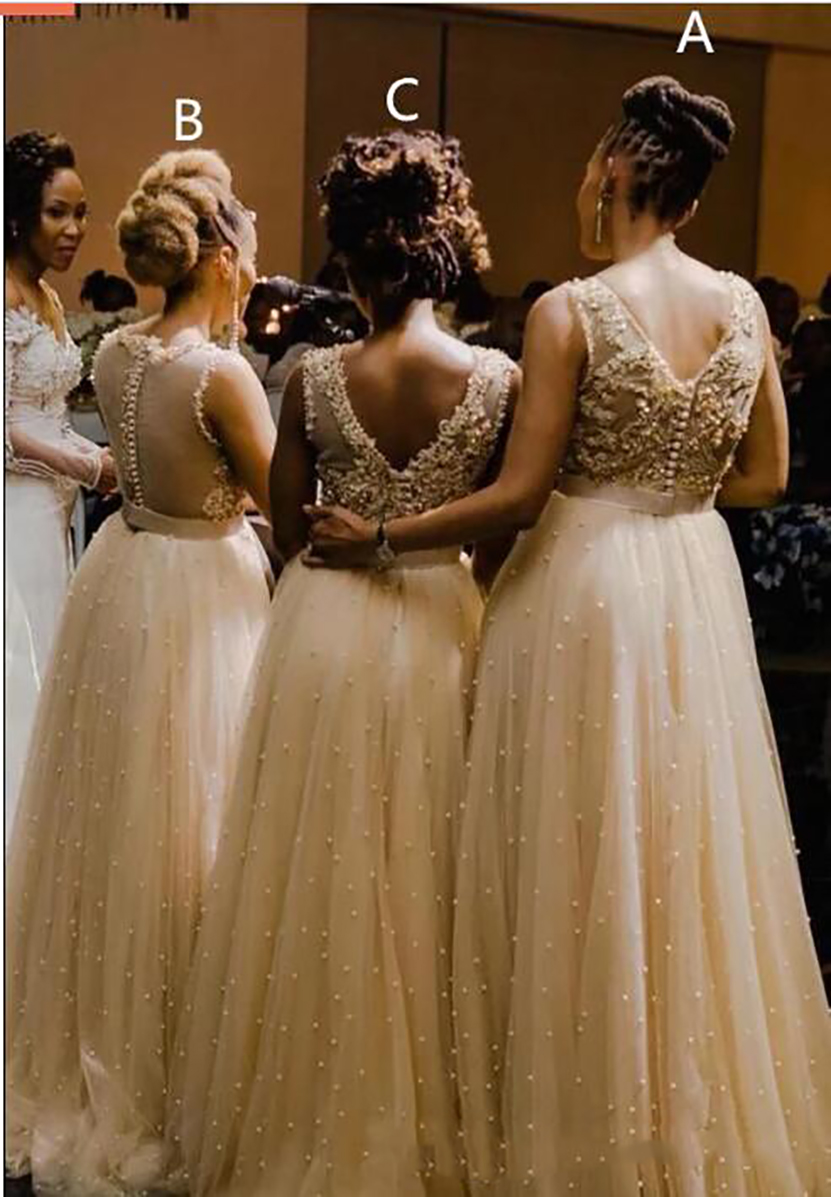 Black girl African Champagne Tulle Bridesmaid Dresses Different Style Same Color beaded Bling Sexy Prom Dresses Front Split Wedding 2021