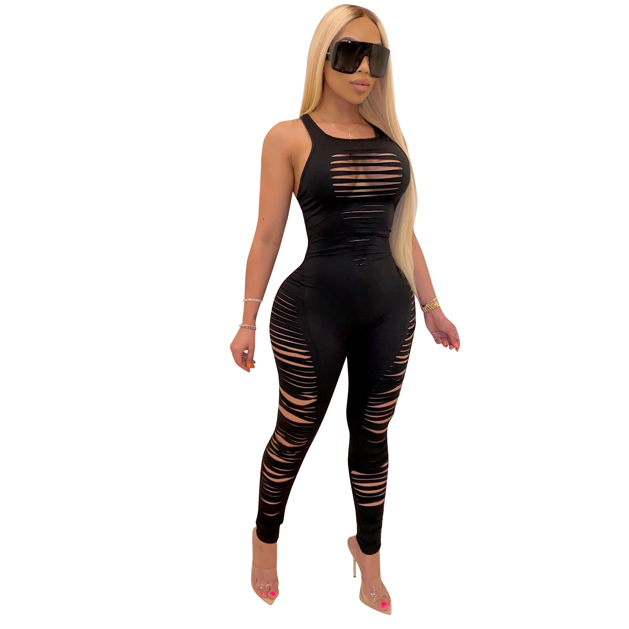 2021 Summer Women Jumpsuits Rompers Sleeveless Hollow Out Hole O-Neck Sexy Night Club Party Bandage One Piece Outfits GL746, Black
2021 Summer Women Jumpsuits Rompers Sleeveless Hollow Out Hole O-Neck Sexy Night Club Party Bandage One Piece Outfits GL746, Black
