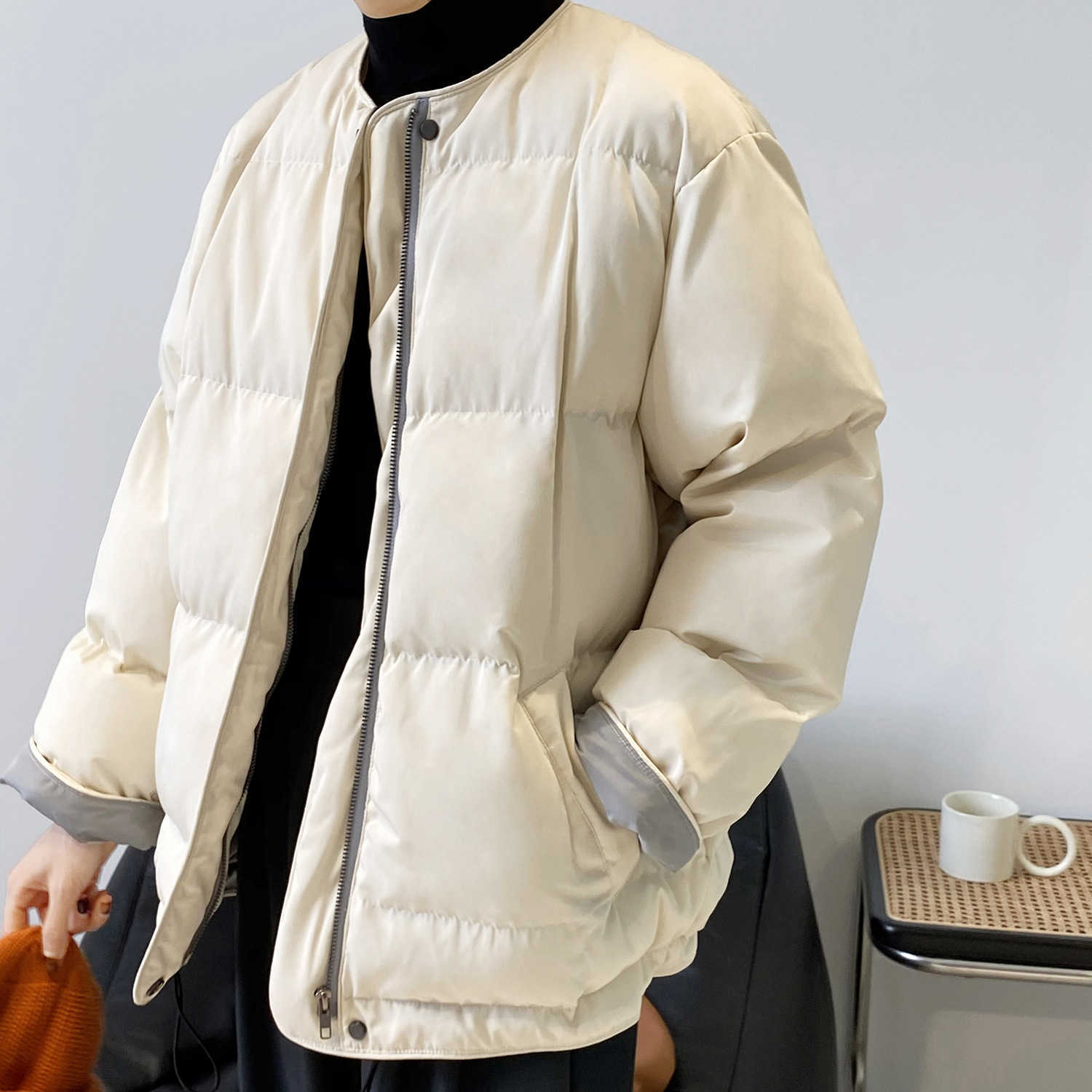 Contrast Color Drawstring Short Thickened Down Cotton Jacket Women's Winter Parka Warm Collarless Bread Puffer Coat 210607, Black
Contrast Color Drawstring Short Thickened Down Cotton Jacket Women's Winter Parka Warm Collarless Bread Puffer Coat 210607, Black