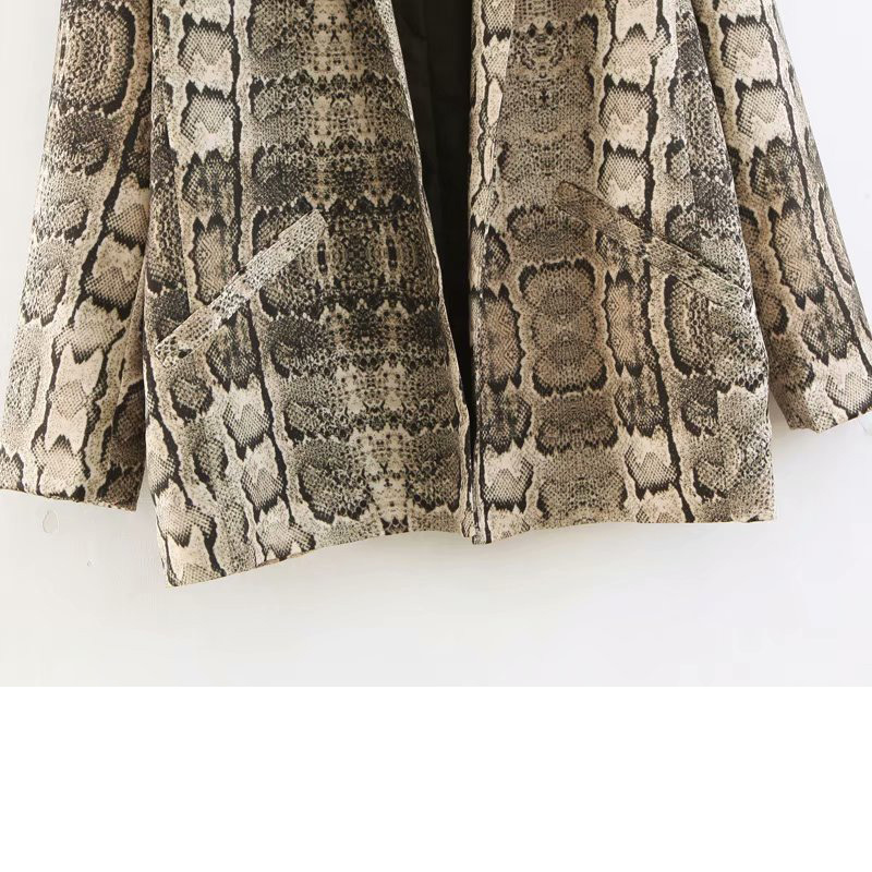 201 spring snake print long suit female retro temperament ch elegant office lapel small suit jacket 210507