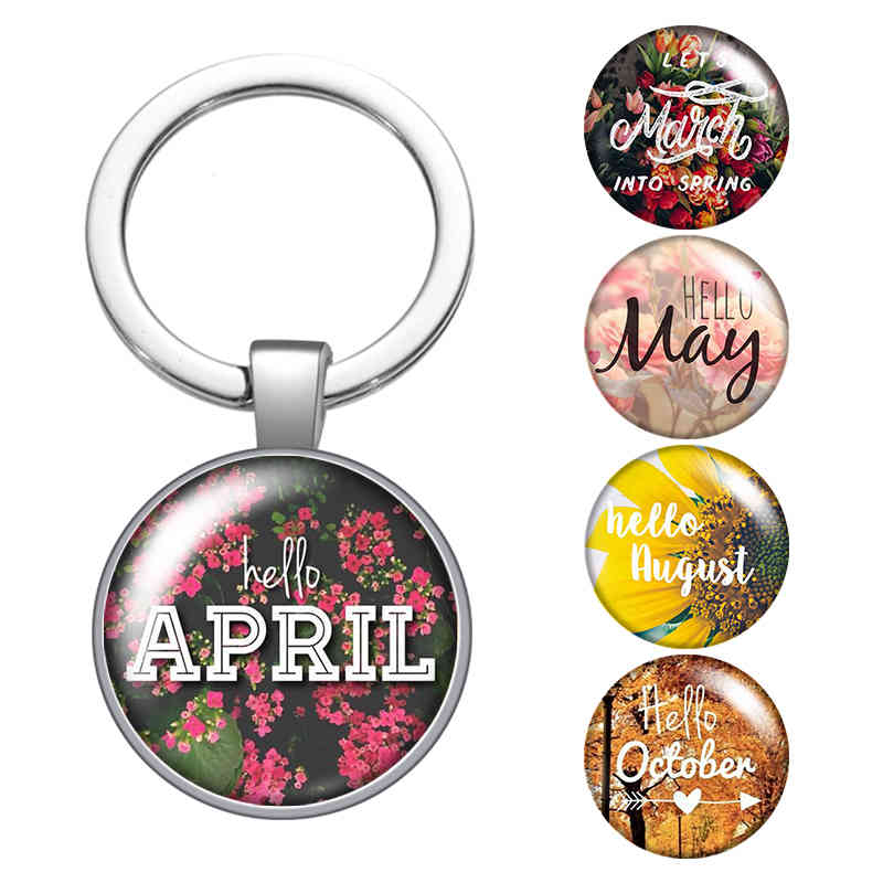 Season Month April May June Augest Glass Cabochon Keychain Bag Car Key Rings Holder Silver Plated Key Chains Men Women Gifts
Season Month April May June Augest Glass Cabochon Keychain Bag Car Key Rings Holder Silver Plated Key Chains Men Women Gifts
