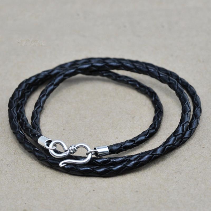 Silver Buckle Leather Sennit Necklace Real String Simple Rope Of Pendant Unisex Black Chokers
Silver Buckle Leather Sennit Necklace Real String Simple Rope Of Pendant Unisex Black Chokers