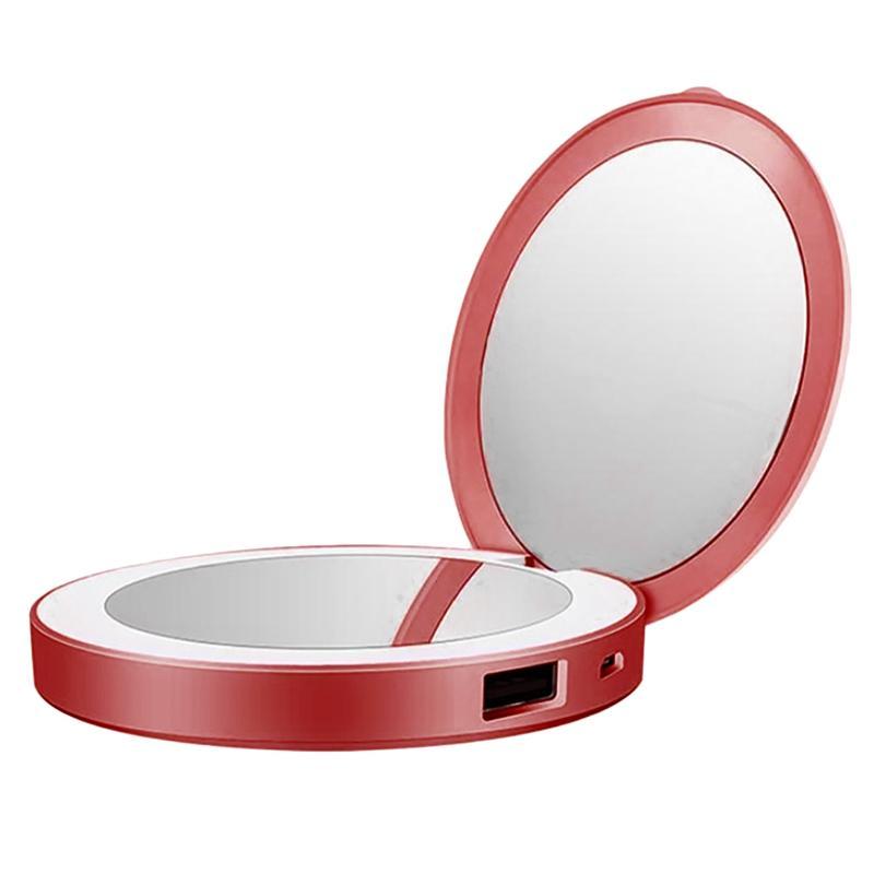 New Makeup Compact Mirrors LED Mini Makeup Mirror Hand Held Fold Small Portable USB Cosmetic 460