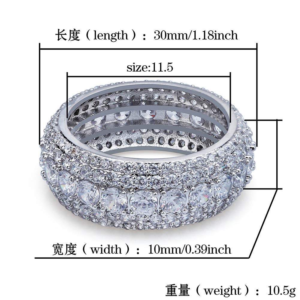 Iced Out Tennis Square Rings with Gift Box for Men Women Lovers Real Gold Plated Pentagram Star Hip Hop Bling CZ Stone Cubic Zirconia Designer Finger 